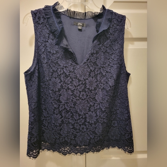 J. Crew Tops - J. Crew lace ruffle-neck top
